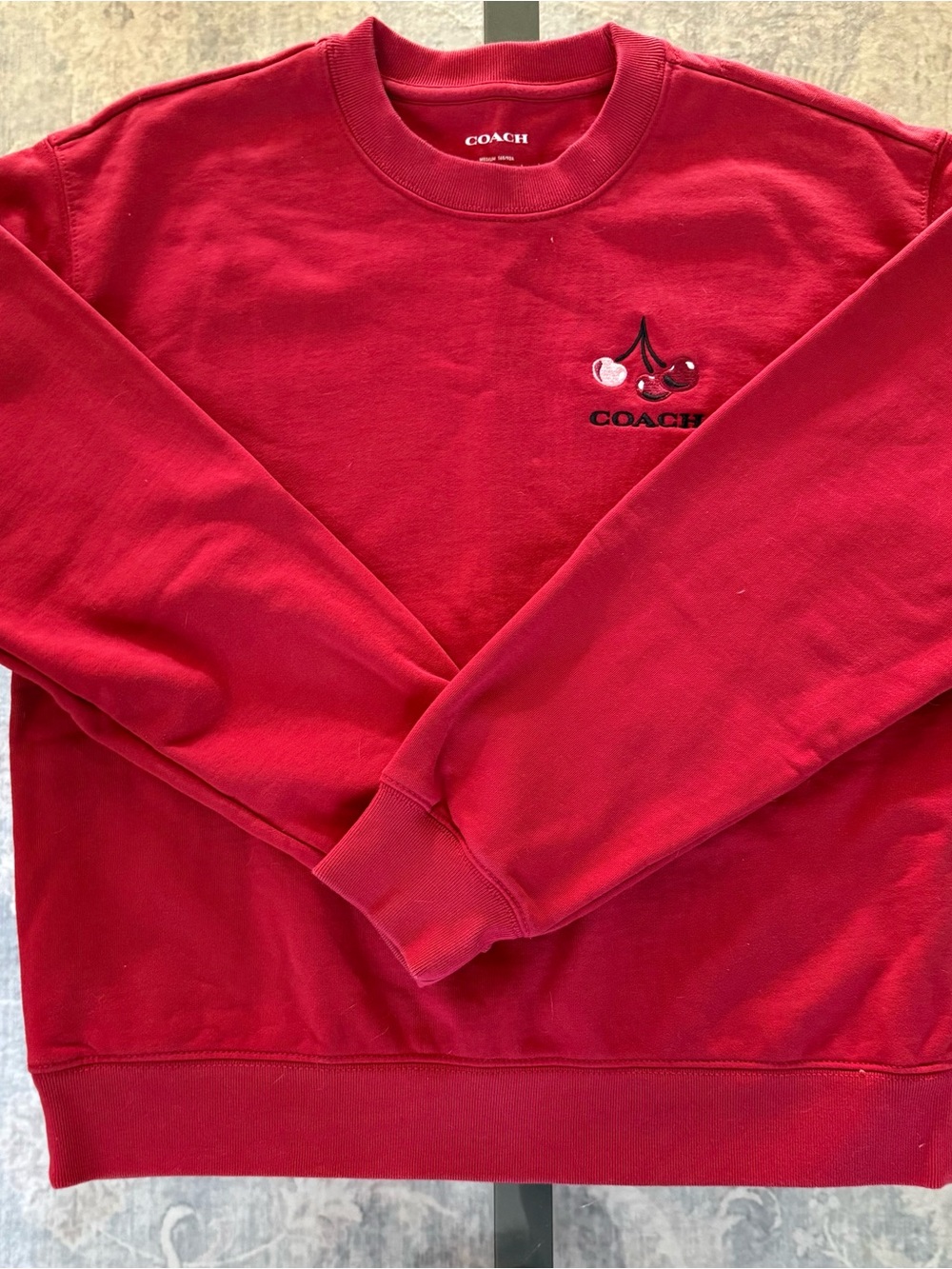 COACH Red Cherry Embroidered Crewneck Sweatshirt